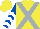 Silk - Yellow, silver cross sashes on front, 'z' emblem on back, white chevrons on royal blue sleeves