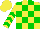 Silk - Yellow, green emblem, green blocks, green chevrons on sleeves, yellow cap
