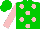 Silk - Green, pink dots ,pink sleeves