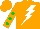 Silk - Orange, white lightning bolt, green spots on sleeves