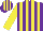 Silk - Purple & yellow stripes, yellow sleeves, striped cap
