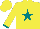 Silk - Yellow, teal star, teal cuffs on sleeves