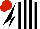 Silk - White and black stripes, diabolo on sleeves, red cap