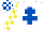 Silk - White, royal blue cross of lorraine, white and yellow check sleeves, white and royal blue check cap