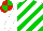 Silk - White, red and green diagonal stripes, red and green quartered cap