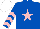 Silk - Royal Blue, pink star,  pink chevrons on sleeves, white cap