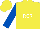 Silk - Yellow, white ''rcr'' on royal blue shield, royal blue sleeves, yellow cap