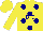 Silk - Yellow navy ' b c ' navy dots