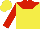 Silk - Yellow, red yoke, yellow 'mb', yellow 'mb' on red sleeves
