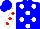 Silk - Blue, white spots, red spots on white sleeves