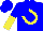 Silk - Blue, yellow horseshoe, yellow halved sleeves