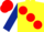 Silk - Yellow, large Red spots, Dark Blue sleeves, Red cap