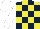 Silk - Yellow and dark blue check, white sleeves and cap