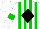 Silk - White, green stripes, black diamond, green armlets on sleeves, white cap