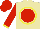 Silk - Tan, red ball, yellow circle, yellow cuffs on red sleeves, red cap