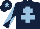 Silk - Dark blue, light blue cross of lorraine, diabolo on sleeves, light blue star on cap