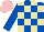 Silk - Royal blue and beige check, pink cap