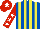 Silk - Royal blue and yellow stripes, red sleeves, white stars, red cap, white star