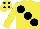 Silk - yellow, large black spots, spots on cap