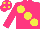 Silk - Hot pink, yellow large spots, hot pink sleeves and cap, yellow spots