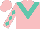 Silk - Pink, turquoise 'v'  emblem, turquoise diamonds on slvs