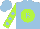 Silk - Light blue, light blue 'b' on lime ball, light blue dots on lime sleeves