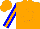 Silk - Orange, race horse emblem in blue horseshoe, orange horseshoe stripe on blue sleeves, orange cap