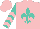 Silk - Pink, turquoise fleur-de-lys, pink chevrons on sleeves, pink cap