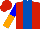 Silk - Red, royal blue panel, blue and orange halved slvs