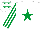 Silk - White, emerald green star, striped sleeves and stars on cap