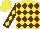 Silk - Yellow, brown diamonds, brown sleeves with yellow diamonds, yellow cap