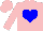 Silk - Pink, blue heart, blue heart on sleeves