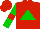 Silk - Red, green triangle, red band on green sleeves