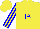 Silk - Yellow, blue 'ja' in anchor, blue stripes on slvs