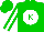 Silk - Green, green inverted 'k' and green 'g' on white ball, white stripe on sleeves