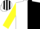 Silk - White and Black (halved horizontally), Yellow sleeves, Black with White stripes cap