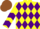 Silk - Yellow and Purple diamonds, chevrons on sleeves, Brown cap
