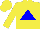 Silk - Yellow, blue triangle, blue triangle on yellow sleeves