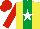 Silk - Yellow, emerald green stripe, white star, red sleeves, red cap