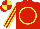 Silk - Red, yellow circle, yellow stripes on sleeves, red cap, yellow quarters