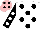 Silk - White, black spots, black sleeves, white spots, pink cap, black spots