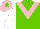 Silk - Light green, pink chevron, white sleeves, pink cap, light green star