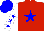 Silk - Red body, blue star, white arms, blue stars, blue cap