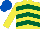 Silk - YELLOW, DARK GREEN chevrons, YELLOW sleeves, ROYAL BLUE cap