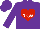 Silk - Purple, white 'rkw' on red heart