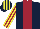 Silk - Dark blue, maroon stripe, maroon and yellow striped sleeves and cap