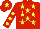 Silk - Red, yellow stars, red sleeves, yellow spots, red cap, yellow star