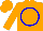 Silk - Orange, blue circle, orange sleeves