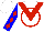 Silk - White, red circled 'v', blue and red diamonds on sleeves