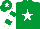 Silk - Emerald green, white star, white and emerald green hooped sleeves, emerald green cap, white star